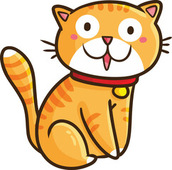 Funny orange cat with big happy smile cartoon illustration