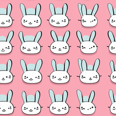 Pink Furry Formation An enchanting seamless pattern, adorned with an array of gracefully arranged bunny heads, offers a mesmerizing visual feast.