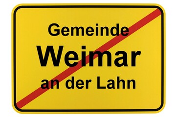 Illustration eines Ortsschildes der Gemeinde Weimar an der Lahn in Hessen
