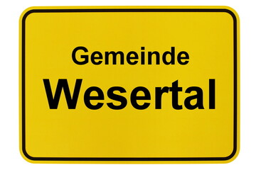 Illustration eines Ortsschildes der Gemeinde Wesertal in Hessen