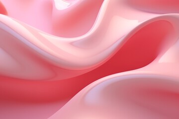 3d glossy bright candy pink abstract wavy wallpaper - obrazy, fototapety, plakaty