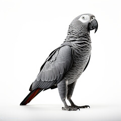 Obraz premium Grey Parrot side profile on white background