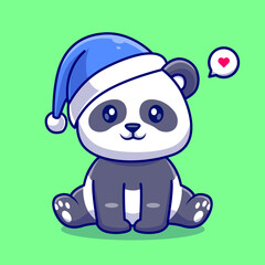 Cute Panda Winter With Beanie Hat Cartoon Vector Icon 
Illustration. Animal Nature Icon Concept Isolated Premium 
Vector. Flat Cartoon Style