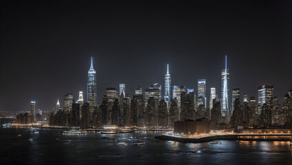 new york city at night, panorama