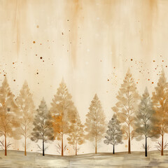 Vintage golden winter trees background, ai design