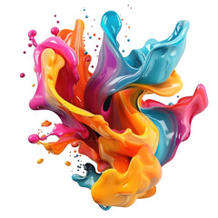 Fototapeta premium Transparent clipart of rainbow 3d splash explosion background, ai generative