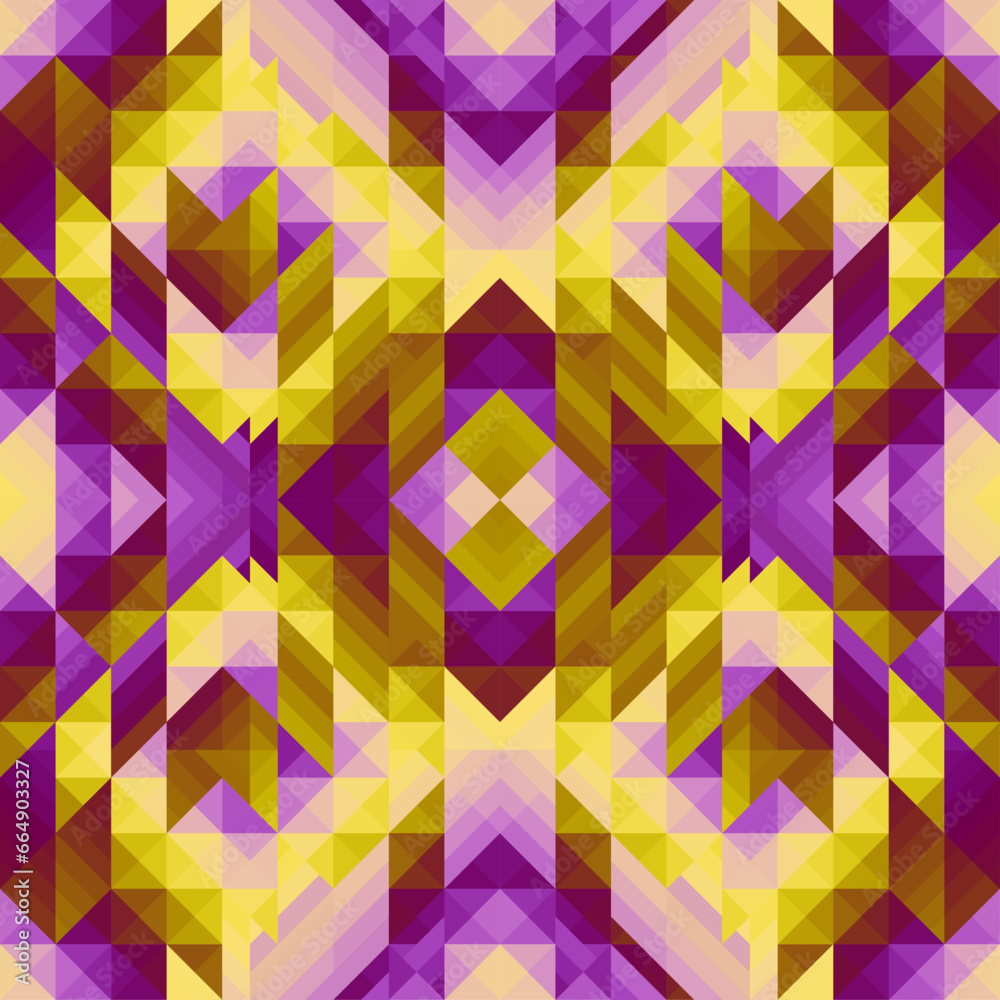 Poster Colorful Aztec Fabric, Wallpaper and Home Decor. Abstract seamless tileable pattern. Triangles aztec background. Vector image.