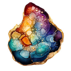 Transparent clipart with rainbow abstract seaglass geode