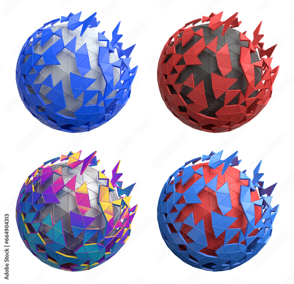 Wall mural set of abstract spheres, 3d render
