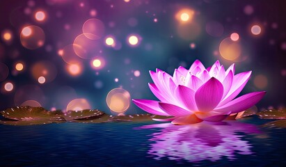 Lotus Pink light purple floating light sparkle purple background.