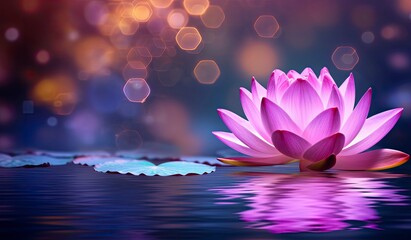 Lotus Pink light purple floating light sparkle purple background.