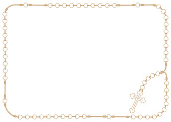 Vector template page frame created from of christian rosary. Diploma, certificate,... Isolated on white background.