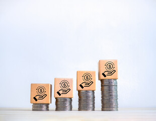 Savings, currency in circulation, income, sale profit, money return and cash back rebate concepts....