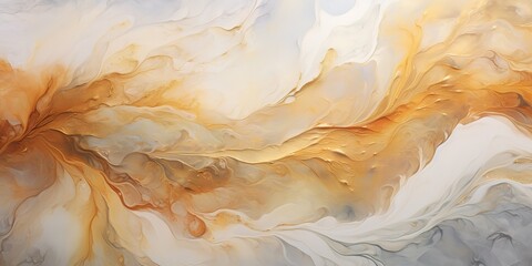 abstract golden colored liquid wavy textured background. Generative AI