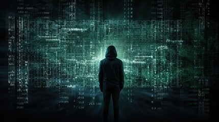 The dark web hacker banner, binary code background