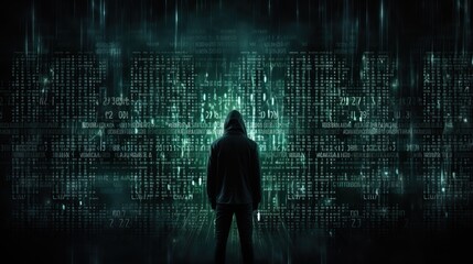 The dark web hacker banner, binary code background