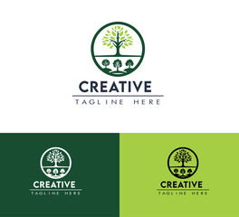 Tree vector icon. Logo design Premium Vector. Botanical plant nature symbol. Nature trees illustration logo design