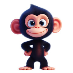 Fototapeta premium 3D Cartoon Character of a Cute Funny Chimpanzee Monkey