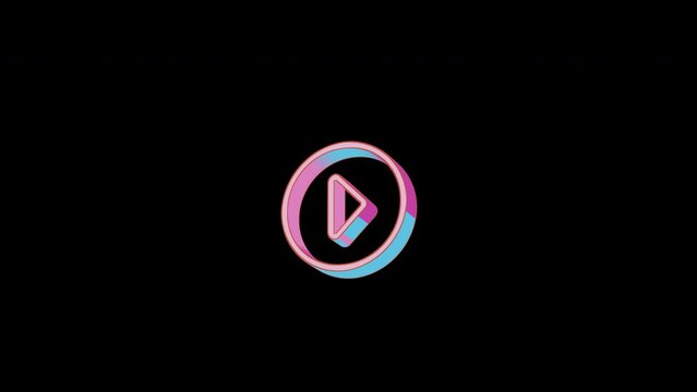 Bright caret circle right icon is jumping merrily. Retro style. Alpha channel black. Looped from frame 120 to 240, Alpha BW at the end