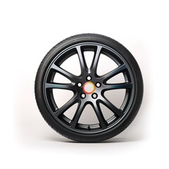 Obraz premium black car tires on white background. Generative AI