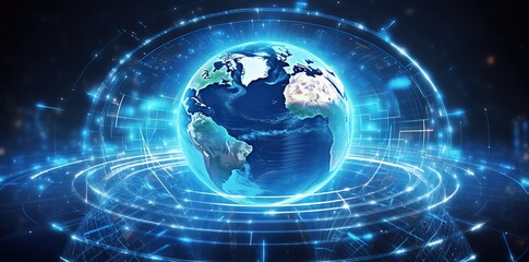 Earth background with future technology concept. Generative AI