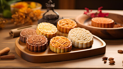 assortment of mooncakes