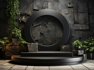 Elegant Black Stone Podium for Product Display Presentation or Showcase