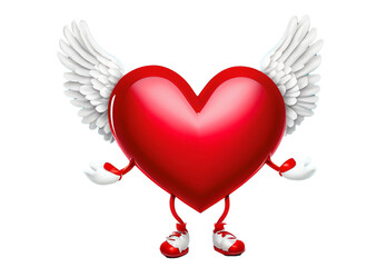 red heart with legs with beautiful wings