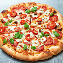 pizza with meat and cheese