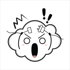 Cute kawaii disconnected cloud, suitable for sticker, t-shirt, mug, etc. vector formats. Eps 10

