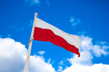 Flag of Poland on the background of the sky