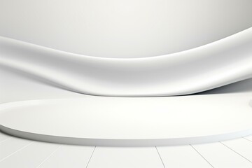 Stylish 3D minimalistic backdrop featuring sleek curved surface. White background with empty area. Generative AI
