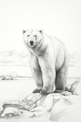 Fototapeta premium sketch of a Polar Bear in a line art hand drawn style