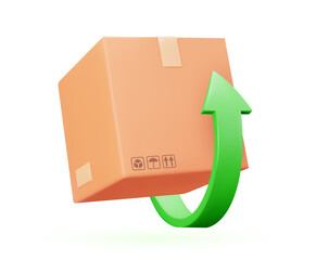Box and arrow 3d icon.