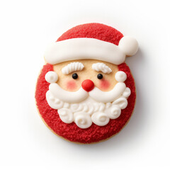 Father christmas gingerbread festive cookie isolated on a plain white background