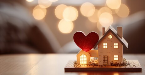 concept illustration of a dream house with a love sign next to it. Generative AI