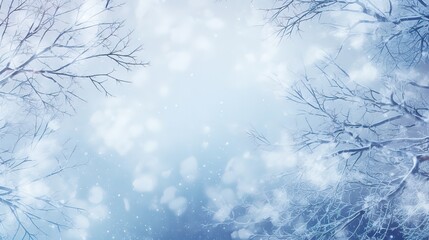 winter forest background with beautiful snow. Generative AI