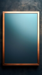 Blue rectangle in a bronze frame, geometric background with space for text.