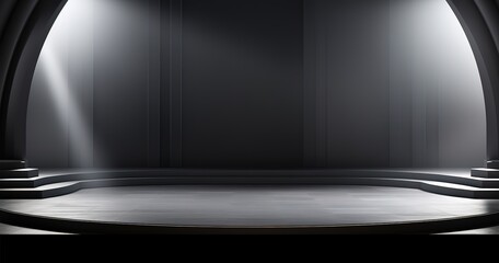 An elegant and minimalist black background with spotlights can be used for your product presentations, product promotions, etc Generative AI