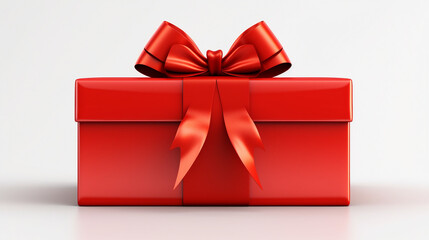 Open red gift box or red present box with red ribbons and bow isolated on white background with shadow 3D rendering