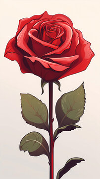 Hand drawn cartoon rose flower illustration
