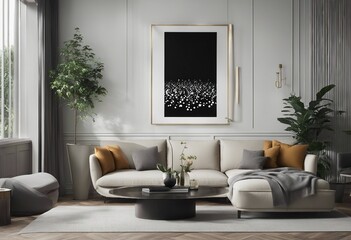 Mock up poster frame in modern interior background interior space living room Contemporary style 3D