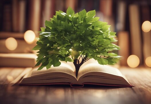 International literacy day concept with tree with books like leaves Literacy education knowledge