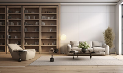 Fototapeta na wymiar Modern living room interior with door 3d rendering