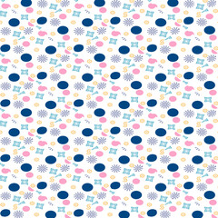Seamless pattern with polka dots and circles. Vector illustration.