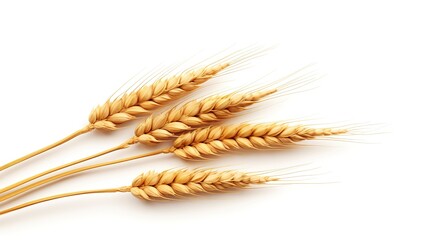 several strands of wheat in the photo on a white background.