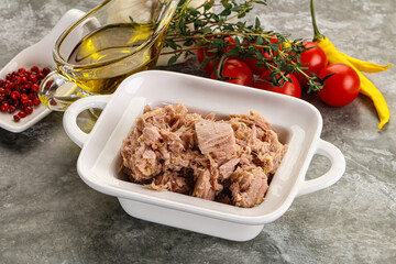 Canned tuna fillet for salad