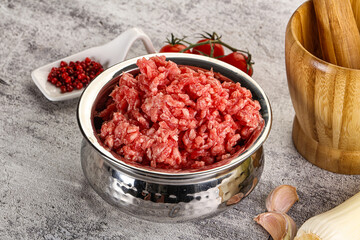 Minced beef meat in the bowl