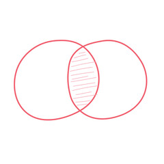 Intersection of two sets and venn diagrams. Mathematics resources for teachers and students. Vector illustration.