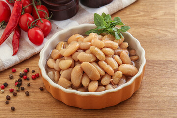 Whinte canned kidney beans in the bowl